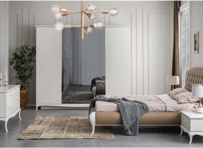 Schlafzimmer Gruppe Doppelbett Garnitur Bettrahmen Bett Set 6tlg Weiß